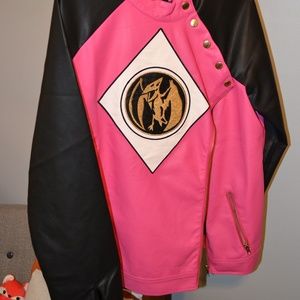 We Love Fine Pink Power Rangers Moto Jacket Sz 3xl